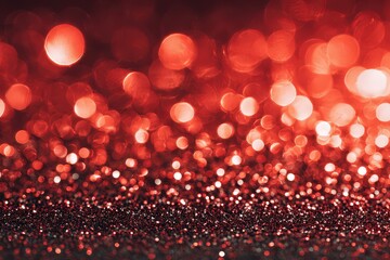 Abstract Glittering Red Bokeh Background with Sparkling Light Effects for Festive Decorations