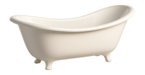 Cast iron slipper tub with a raised end, perfect for a relaxing soak in a classic home.