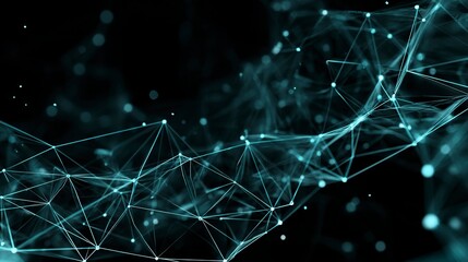 Dynamic abstract network of interconnected polygonal shapes and lines creating a modern, futuristic digital backdrop for innovative technology and complex data visualization concepts.