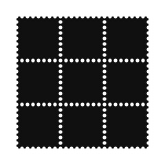 Nine Perforated Square Postage Stamps Silhouette