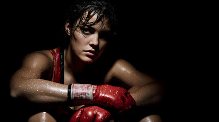 Portrait of a young female kickboxer