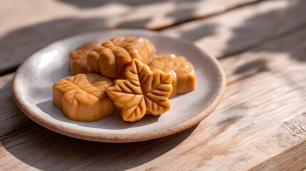 Mooncake on minimal Korean-style table