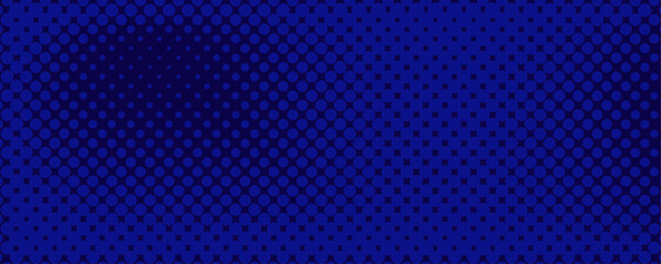Dark Blue Halftone Gradient Background with Pop Art Style