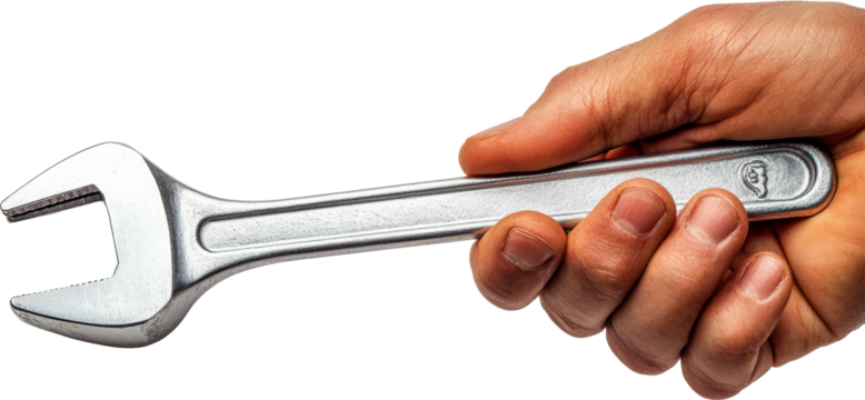hand holding a wrench