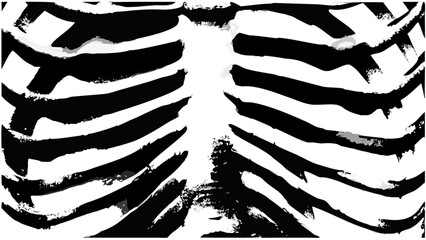 Striking abstract monochrome rib cage perfect for medical or Halloween designs and edgy concepts