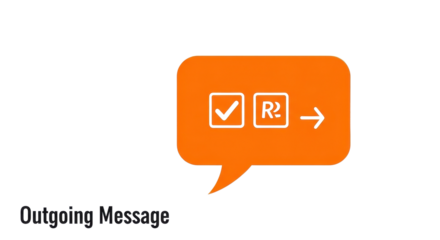 Outgoing Message status graphic icon in orange chat bubble for web and mobile interface isolated PNG with Transparent Background