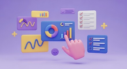 Data Analysis and Business Strategy with Colorful 3D Rendered Elements