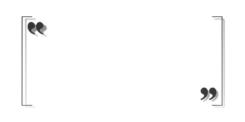 Black quotation marks inside thin line frame on white background, quote template with copy space © Shawn Hempel