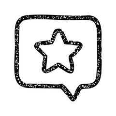 Star rating feedback icon in speech bubble hand drawn style vector for social media and customer reviews app