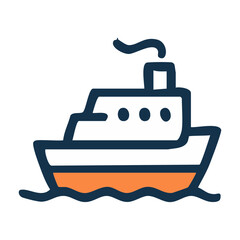 Cartoon cruise ship vector illustration for travel tourism and maritime transport services design element concept