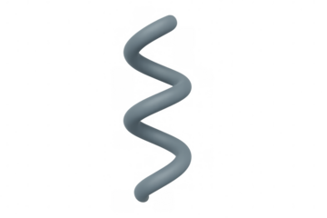 Rendered blue-gray spiral shape on transparent background, abstract 3d helix element for technology and science design