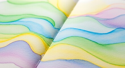 Soft pastel watercolor waves creating a calming and abstract organic flow