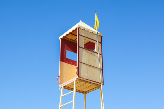 Lifeguard observation tower beach against the sky.