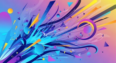 Dynamic Abstract Background with Vibrant Geometric Shapes and Flowing Lines.