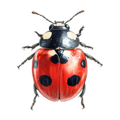 Realistic Watercolor Ladybug Clipart: Vibrant Insect Illustration
