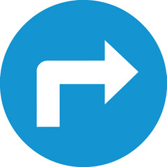 Vector art of blue circle with a white arrow pointing right