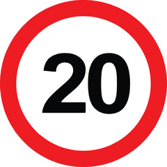 Vector art of speed limit 20 traffic sign