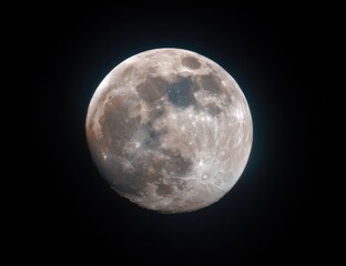 Fototapeta premium Full moon, detailed surface texture, pale hues