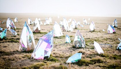 Pastel Prisms in a Field: Crystal Shard Meadow