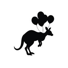 Happy kangaroo holding colorful balloons in its soft pouch Vector illustration