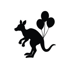 Playful kangaroo carrying balloons in pouch with joyful spirit Vector illustration