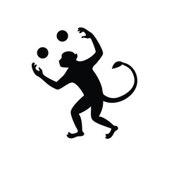 Monkey juggling bananas skillfully in a fun playful jungle act Vector illustration