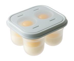 Microwave egg poacher with four sections for quick breakfast in shared kitchens.