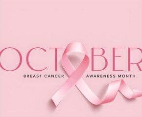 Pink Heart Shaped Breast Cancer Awareness Ribbon Illustration