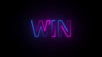 Glowing neon sign with the word WIN in blue and pink on a black background light - Powered by Adobe