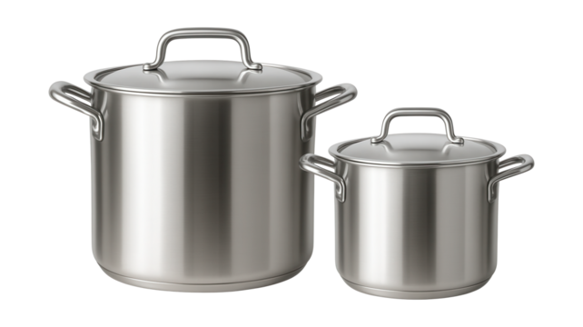 A large-capacity stockpot set with lids, ideal for family gatherings.