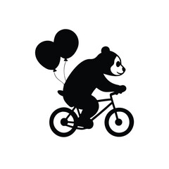 Panda riding a bicycle with colorful balloons in joyful motion Vector illustration