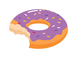 Donuts in purple glaze, homemade cake and bread