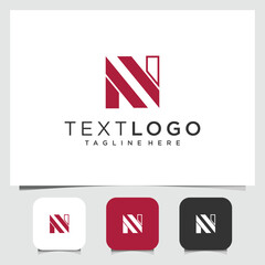  Sophisticated N Letter Monogram Logo Design with Square and Striped Elements