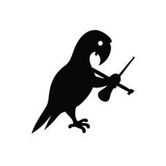 Colorful parrot playing violin with passion and artistic flair Vector illustration