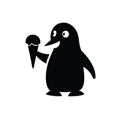 Happy penguin eating ice cream with joy on a sunny playful day Vector illustration