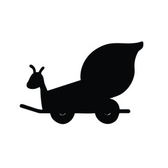 Snail pulling a tiny wagon in a playful animated cheerful style Vector illustration