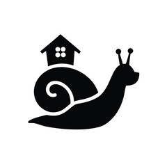 Little snail transporting a tiny house with cute charming movement Vector illustration
