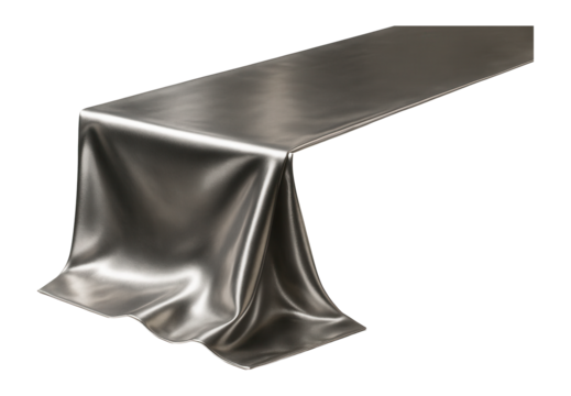 A shiny metallic table runner perfect for modern special occasion decor.