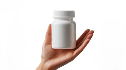 hand holding a pill bottle