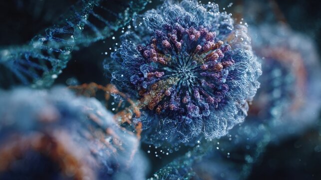 Intricate cellular structure reveals vibrant colors and detailed patterns, demonstrating the beauty of scientific exploration in molecular biology