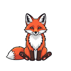 Obraz premium Cartoon fox sitting with orange fur and white chest.
