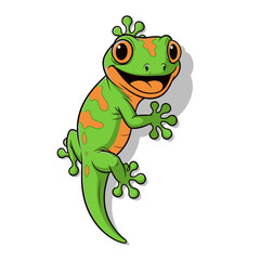 Fototapeta premium Cartoon gecko smiling and looking at the viewer with joy.
