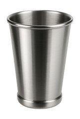 A sleek stainless steel shot glass, perfect for camping and outdoor events.