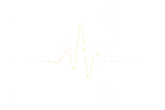 Sound wave visualization showing a single pulse or signal, representing audio frequency and oscillation on a transparent background