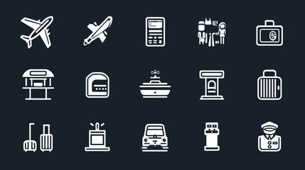 Airport and Travel Icons - A Collection of Essential Symbols.