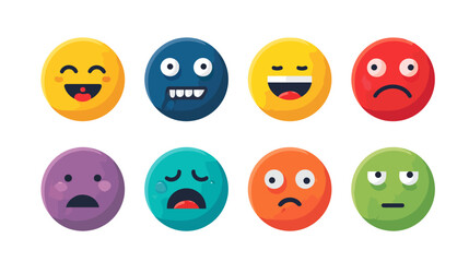 Collection of expressive emoji faces showing various emotions.