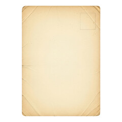 Vintage blank postcard with subtle texture and aged corners on transparent background