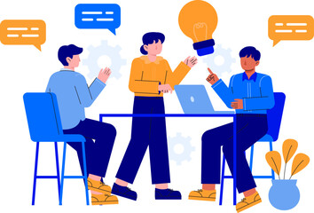 Multicultural Business Team Brainstorming Together