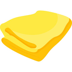 A Bright Yellow Folded Cloth or Textile Isolated on a Transparent Background Representing Cleaning or Fabric Material