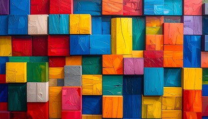 Colorful square blocks, vibrant design